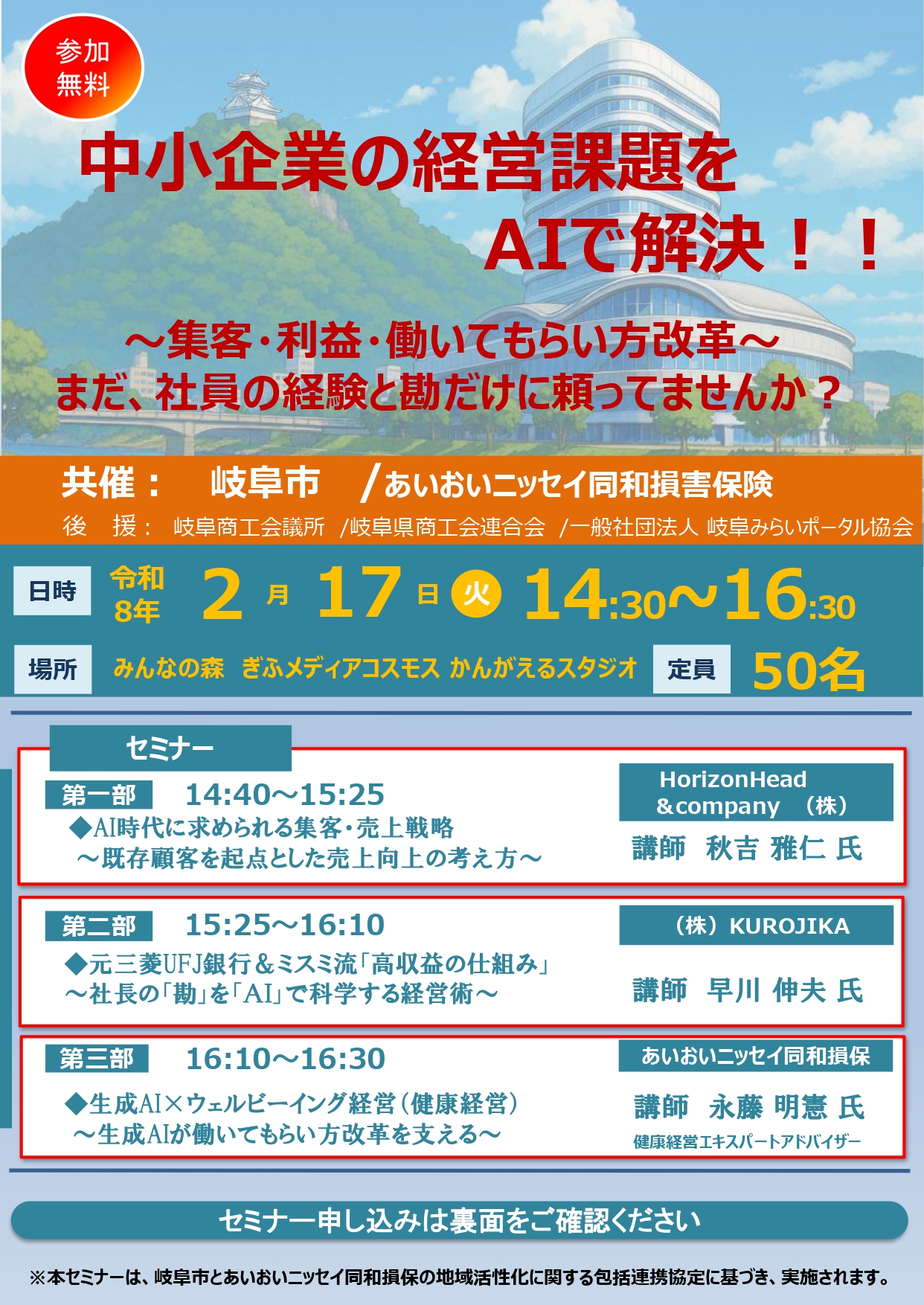 あいおいニッセイ同和損保岐阜支店よりお知らせ）「中小企業の経営課題